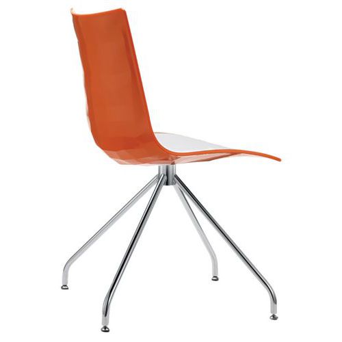 Lot De 2 Chaises Zebra Blanc/orange - Pied Pivotant Chromé