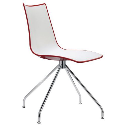 Lot De 2 Chaises Zebra Blanc/rouge - Pied Pivotant Chromé
