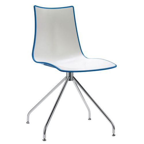 Lot De 2 Chaises Zebra Blanc/bleu - Pied Pivotant Chromé
