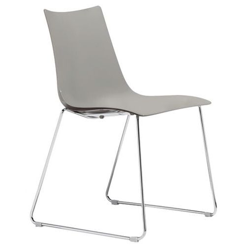 Lot De 2 Chaises Zebra Taupe - Pied Luge Chromé