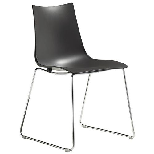 Lot De 2 Chaises Zebra Anthracite - Pied Luge Chromé