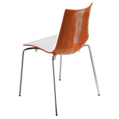 Lot De 4 Chaises Zebra 4 Pieds - Blanc/orange - Chromé