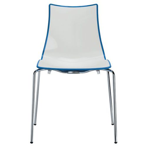Lot De 4 Chaises Zebra 4 Pieds - Blanc/bleu - Chromé