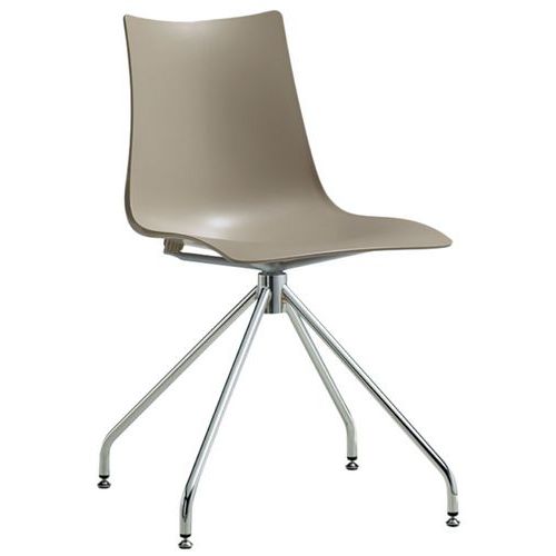 Lot De 2 Chaises Zebra Taupe - Pied Pivotant Chromé
