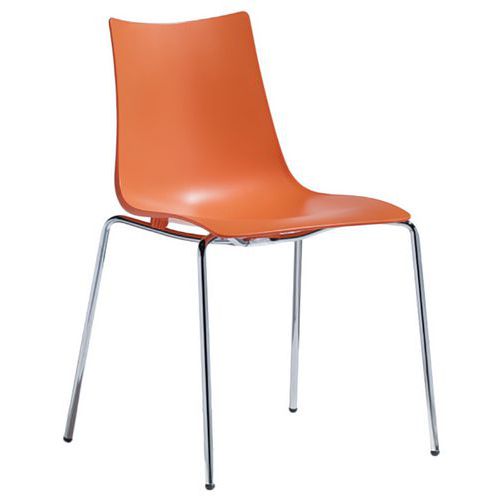 Lot De 4 Chaises Zebra 4 Pieds - Orange/chromé