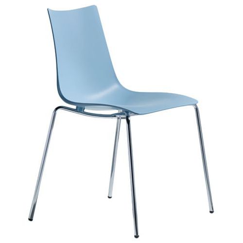 Lot De 4 Chaises Zebra 4 Pieds - Azur/chromé