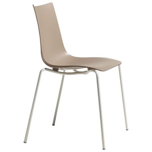 Lot De 4 Chaises Zebra 4 Pieds - Taupe/peint Lin