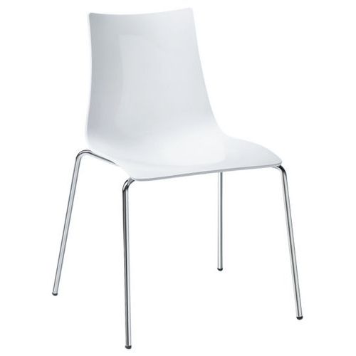 Chaises Zebra Antichoc 4 Pieds - Blanc Brillant/chromé