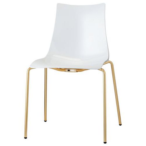 Lot De 2 Chaises Zebra Antichoc 4 Pieds - Blanc/acier Laiton