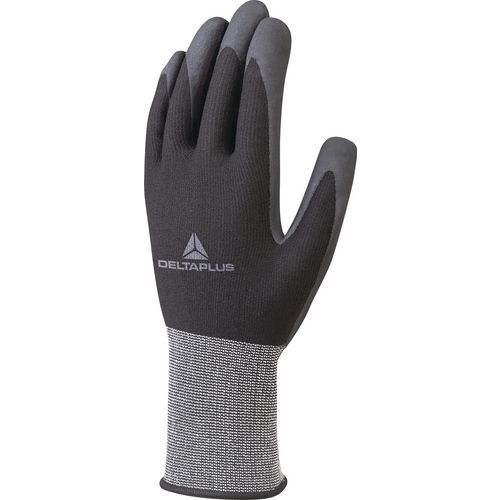 Delta Plus - Gants de protection VE723NO - Noir Taille 10 - Paume Nitrile Mousse - Confort et Résistance