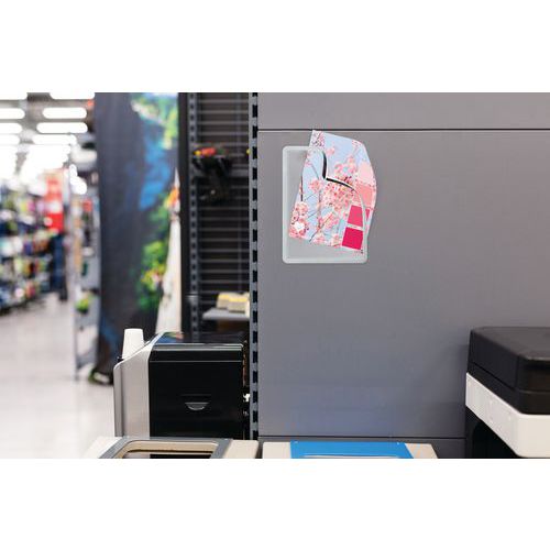 Djois Made By Tarifold 195030- Lot 2 Cadres D'Affichage Magnétique Magneto Solo, Pochettes D'affichage A4 Documents, Annonces, Fixation Magnétique 4 Bandes Au Dos, Couleur Argent (Lot 2 Pcs