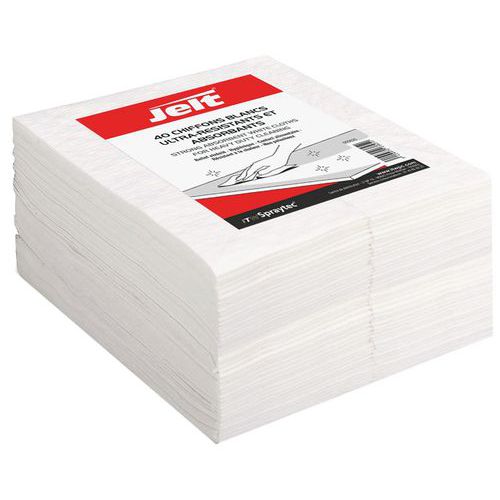 Jelt - Chiffons Blancs Ultra-Résistants et Absorbants - 300x380mm - Lot de 40 - Sans COV