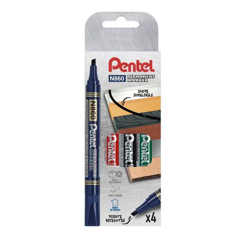 Etui 4 Marqueurs Pointe Biseautée Pentel N860