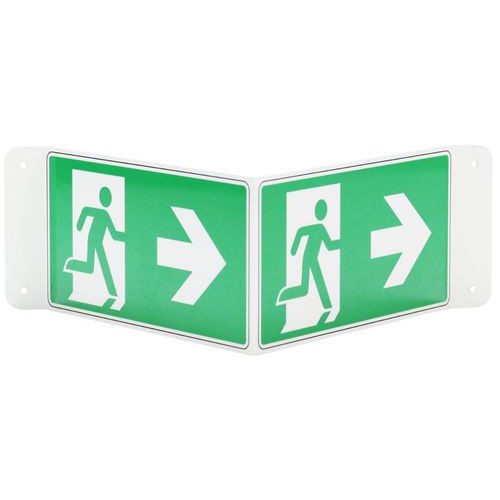 Manutan Expert - Panneau Sortie Secours Flèche Droite Alu 250x125mm - Rigide ISO 7010