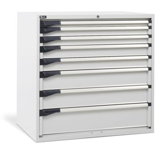 Fami - Armoire à tiroirs d'atelier - 1020x726x1000mm Gris Clair - 8 Tiroirs, Charge 100kg, Acier, Fermeture à clé