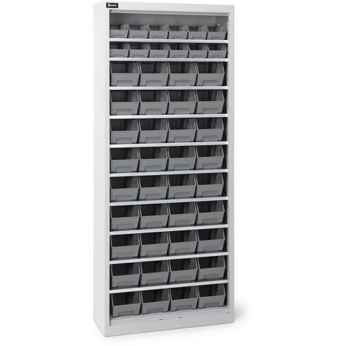 Fami - Armoire à bacs d'atelier - 700x267x1651mm Gris Clair - 48 bacs en acier - Charge 50kg - Idéal rangement atelier