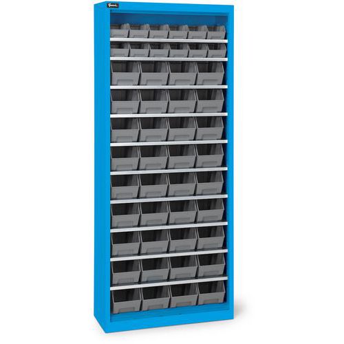 Fami - Armoire de rangement atelier - 700x267x1651mm Bleu - 48 bacs en acier - Charge 50kg - Garantie 10 ans