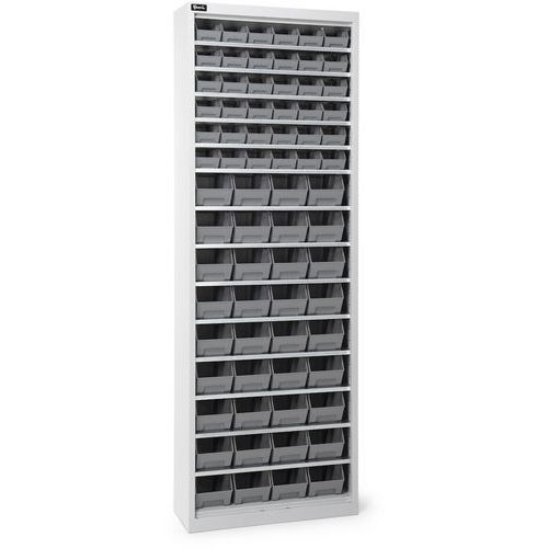Fami - Armoire de rangement bac à bec - 72 bacs acier - Gris clair 700x267x1996mm - Charge 50kg - 10 ans garantie