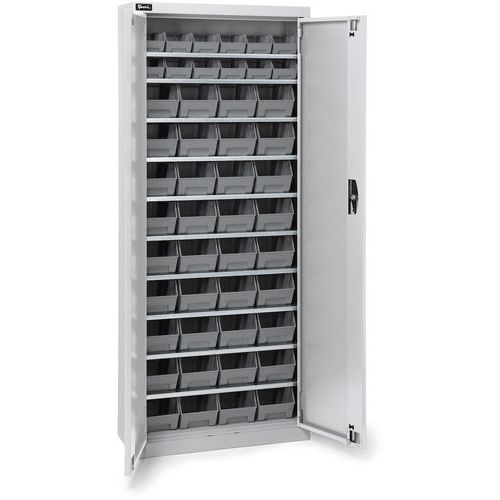 Fami - Armoire à bacs gris clair - 700x267x1651 mm - 48 bacs en acier - 10 ans de garantie