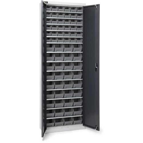 Fami - Armoire de rangement atelier - 72 bacs en acier - Gris clair - 700x267x1996 mm - Durable et Organisé