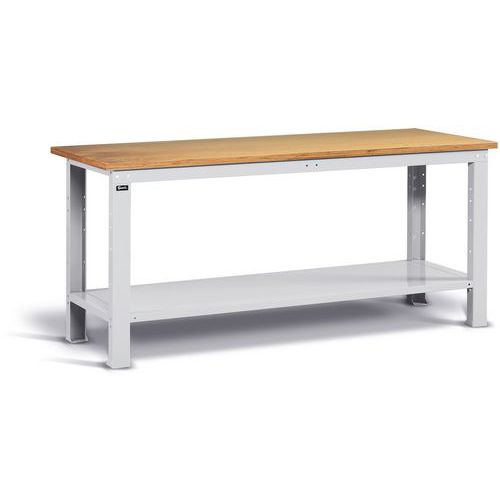 Fami - Établi d'atelier avec plateau bois - 2000x750x882mm - Gris clair - Charge 1000kg - Robuste et Configurable