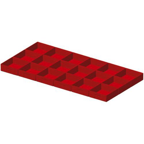 Fami - Kit de 18 caissettes tiroir - Rouge - 100/125 mm - Organisez votre espace