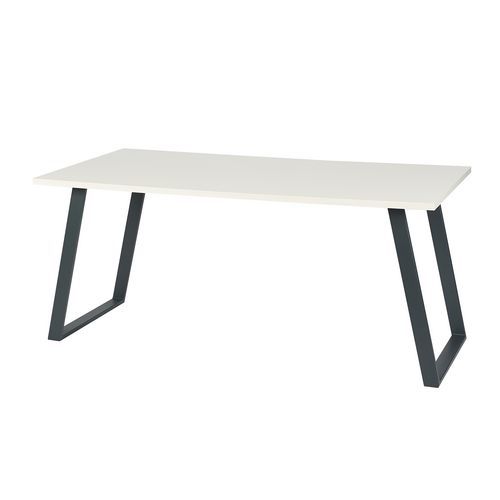 Bureau droit Shape 180x80x75 cm Blanc ABS Plateau Anthracite Piétement Design Moderne