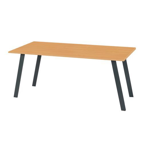 Bureau Droit 160x80cm Hêtre Anthracite - Design Moderne et Spacieux - Bureau Standard 75cm Hauteur