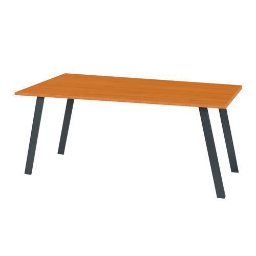 Bureau droit 200x80x75 cm Merisier Anthracite ABS Plateau Design Droit