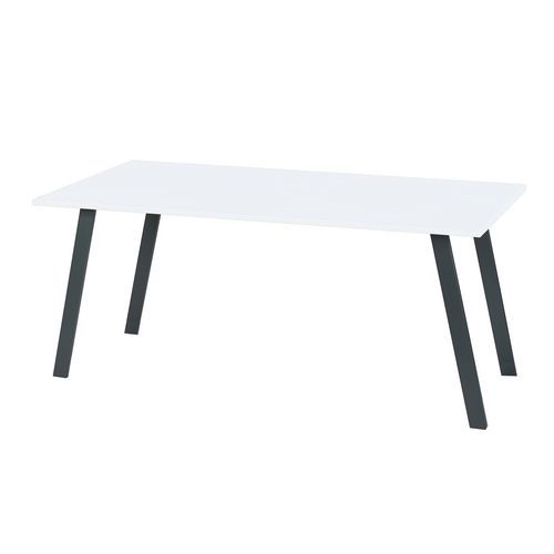 Bureau droit blanc 160x80x75 cm plateau ABS piétement anthracite design moderne