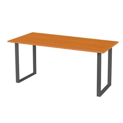 Bureau droit Square 140x80x75 cm Merisier ABS Anthracite Design Moderne