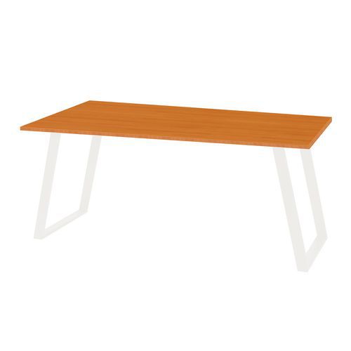 Bureau Shape Droit 200x80x75cm Merisier Blanc ABS - Design Moderne et Fonctionnel