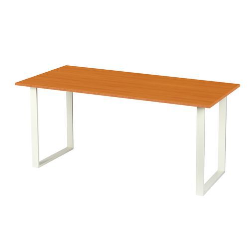 Bureau droit Square 180x80cm Merisier Blanc ABS - Design Moderne et Fonctionnel