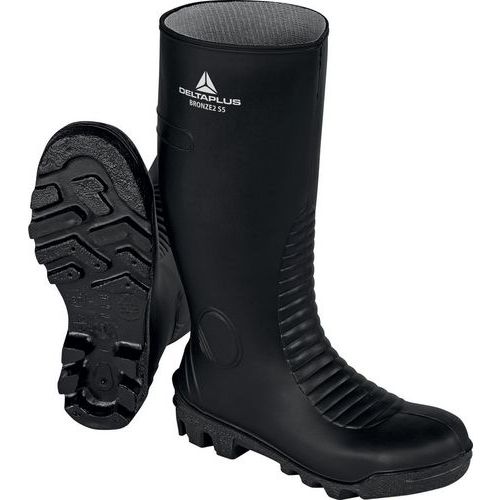 Delta Plus - Bottes de sécurité S5 SRA en PVC Noir - Pointure 47 - Protection Embout Métallique et Semelle Antidérapante