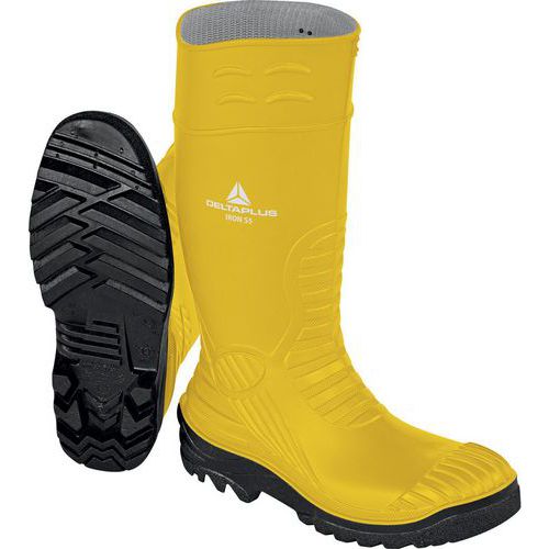 Delta Plus - Bottes de sécurité PVC S5 Jaune - Pointure 40 - Embout Métallique, Antistatique, SRC