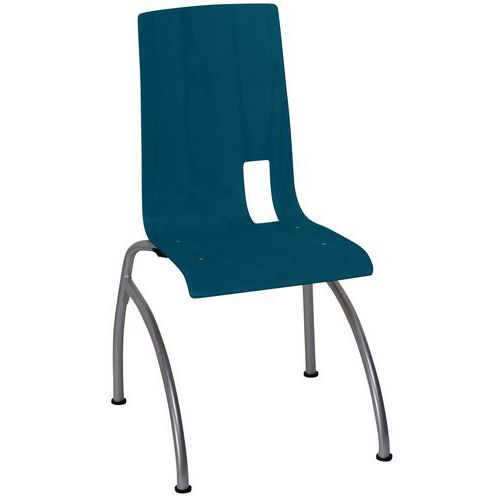 Chaise Colombo 4 Pieds Ast Bleu Pacifique - Gris Argent