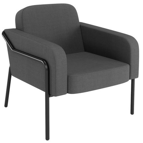 Meet By Paperflow - Fauteuil Medso rond intérieur - Anthracite - L - Polyester & Acier - Design Moderne
