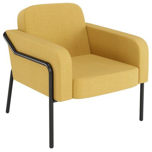 Meet By Paperflow - Fauteuil Medso Rond L Jaune - Acier Polyester - Confort & Design