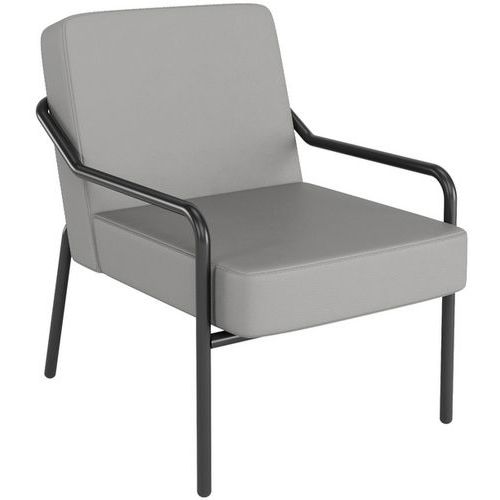 Meet By Paperflow - Fauteuil Medso Similicuir Gris - M1 - Confort & Design - 1 Place