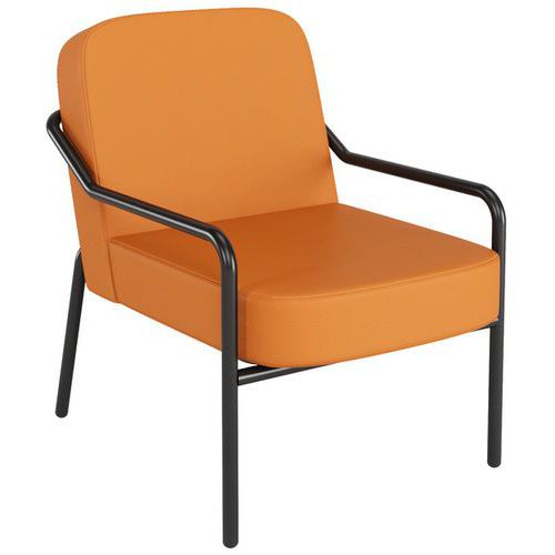 Meet By Paperflow - Fauteuil Medso Similicuir Orange - Dossier Rond - M1 - Confort Occasionnel