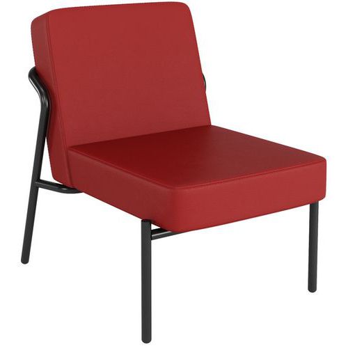 Meet By Paperflow - Fauteuil Medso Similicuir Rouge - 1 Place - Style Classique - Usage Occasionnel