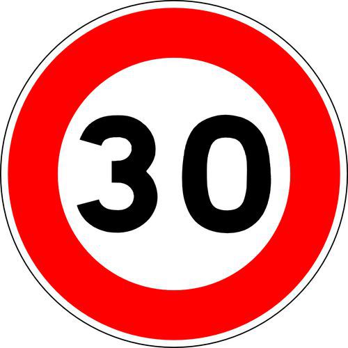 Kelias - Panneau Signalisation B14 Limitation Vitesse 30 Km/h - Classe 1 - Rond 650mm - Sécurité Routière