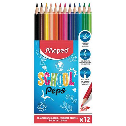 Etui 12 crayons de couleurs en résine Maped 'School Peps' thumbnail image 1