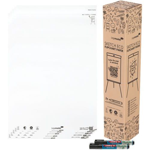 Legamaster - Bloc-papier pour chevalet Sketch Eco - 5x20 feuilles - Blanc 65x98 cm - Idéal pour présentations