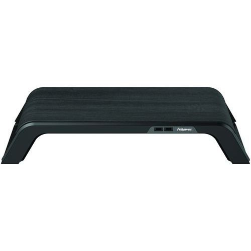 Fellowes - Support Moniteur Ergonomique Hana - Noir Aluminium - Réglable 10.2-15.3cm - Télétravail