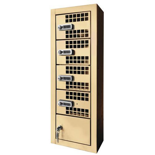 Akaze - Armoire de recharge pour 4 téléphones - Beige - Acier - Fermeture à code - Reconditionné