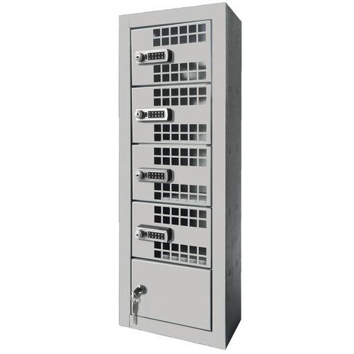 Akaze - Armoire de recharge pour 4 smartphones - Gris clair - À code - Éco-responsable