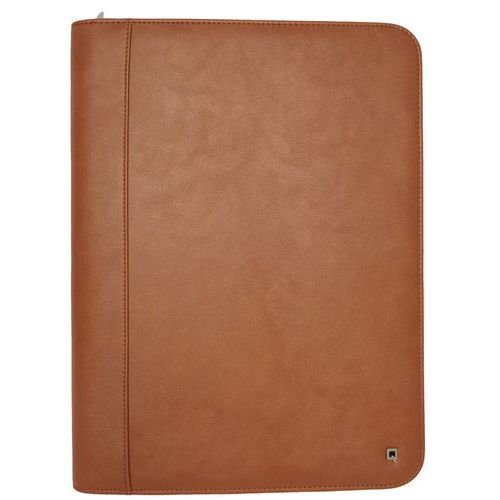 Desq - Conférencier A4 zippé marron - Polyuréthane - 335x255x25mm - Idéal pour professionnels