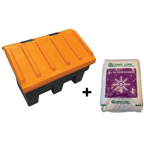 Kit Bac à Sel 180l + 1 Sac De Sel De Déneigement 25kg