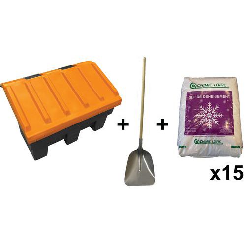 Kit 15 Sac De Sel 25kg + 1 Bac à Sel : 1 Pelle Neige Offerte